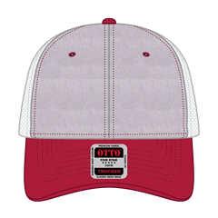 OTTO 83-1239 6 Panel Low Profile Mesh Back Trucker Cap - Red/HeatherGry/White - Red/HeatherGry/White / 6 1/2’’ - 7 5/8’’
