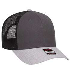 OTTO 83-1239 6 Panel Low Profile Mesh Back Trucker Cap - Ht.Gray/Char.Gray/Blk - Ht.Gray/Char.Gray/Blk / 6 1/2’’ - 7