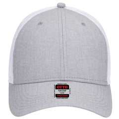 OTTO 83-1239 6 Panel Low Profile Mesh Back Trucker Cap - HeatherGray/HeatherGray/White - HeatherGray/HeatherGray/White