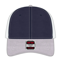 OTTO 83-1239 6 Panel Low Profile Mesh Back Trucker Cap - HeatherGray/Navy/White - HeatherGray/Navy/White / 6 1/2’’ - 7