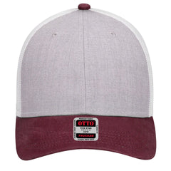 OTTO 83-1239 6 Panel Low Profile Mesh Back Trucker Cap - Maroon/HeatherGray/White - Maroon/HeatherGray/White / 6 1/2’’
