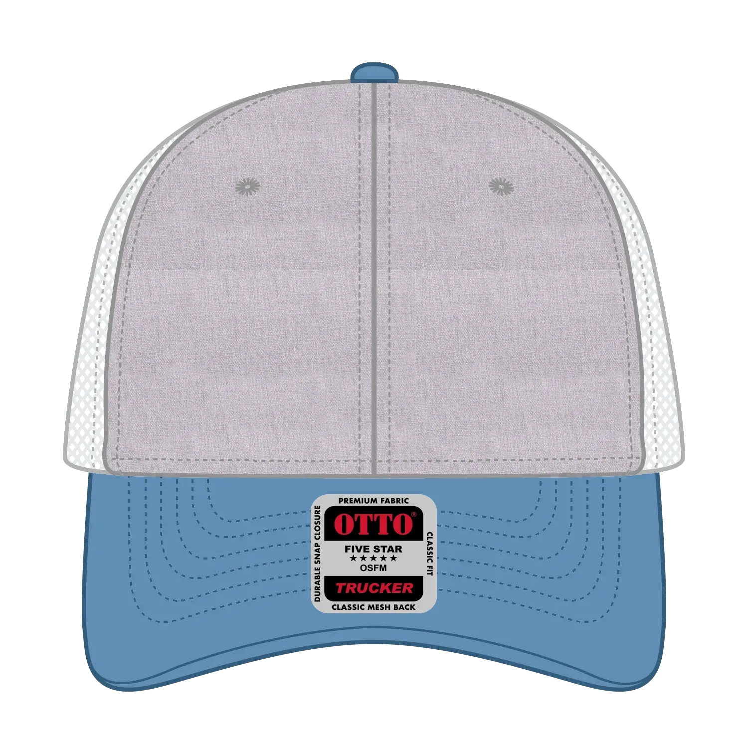 OTTO 83-1239 6 Panel Low Profile Mesh Back Trucker Cap - ColombianBlue/HeatherGray/White