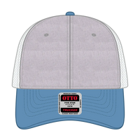 OTTO 83-1239 6 Panel Low Profile Mesh Back Trucker Cap - ColombianBlue/HeatherGray/White