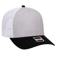 OTTO 83-1239 6 Panel Low Profile Mesh Back Trucker Cap - Black/HeatherGray/White - Black/HeatherGray/White / 6 1/2’’