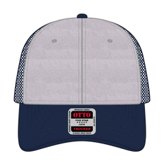 OTTO 83-1239 6 Panel Low Profile Mesh Back Trucker Cap - Navy/HeatherGray/Navy - Navy/HeatherGray/Navy / 6 1/2’’ - 7