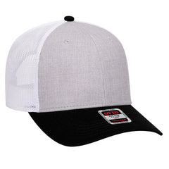 OTTO 83-1239 6 Panel Low Profile Mesh Back Trucker Cap - Black/HeatherGray/White - Black/HeatherGray/White / 6 1/2’’