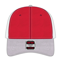OTTO 83-1239 6 Panel Low Profile Mesh Back Trucker Cap - HeatherGray/Red/White - HeatherGray/Red/White / 6 1/2’’ - 7