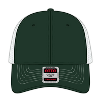 OTTO 83-1239 6 Panel Low Profile Mesh Back Trucker Cap - Dk.Grn/Dk.Grn/Wht - Dk.Grn/Dk.Grn/Wht / 6 1/2’’ - 7 5/8’’