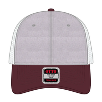 OTTO 83-1239 6 Panel Low Profile Mesh Back Trucker Cap - Maroon/HeatherGray/White - Maroon/HeatherGray/White / 6 1/2’’