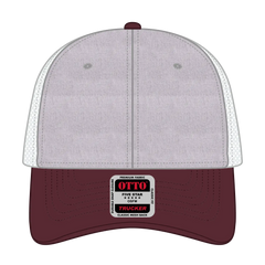 OTTO 83-1239 6 Panel Low Profile Mesh Back Trucker Cap - Maroon/HeatherGray/White - Maroon/HeatherGray/White / 6 1/2’’