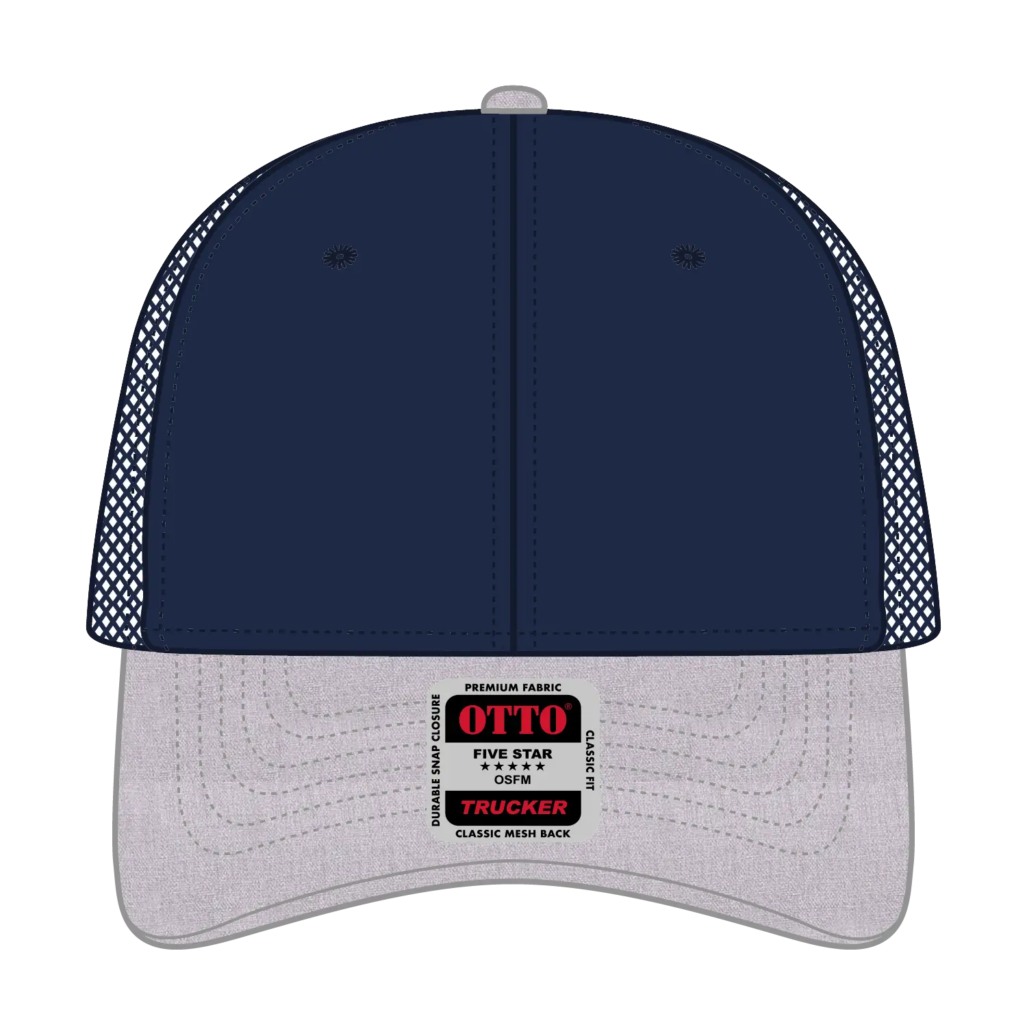 OTTO 83-1239 6 Panel Low Profile Mesh Back Trucker Cap - HeatherGray/Navy/Navy - HeatherGray/Navy/Navy / 6 1/2’’ - 7