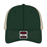 OTTO 83-1239 6 Panel Low Profile Mesh Back Trucker Cap - Dk.Grn/Dk.Grn/Kha - Dk.Grn/Dk.Grn/Kha / 6 1/2’’ - 7 5/8’’