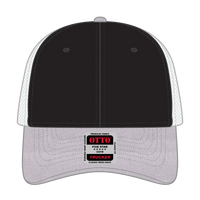 OTTO 83-1239 6 Panel Low Profile Mesh Back Trucker Cap - HeatherGray/Black/White - HeatherGray/Black/White / 6 1/2’’