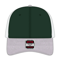 OTTO 83-1239 6 Panel Low Profile Mesh Back Trucker Cap - HeatherGray/DarkGreen/White - HeatherGray/DarkGreen/White / 6