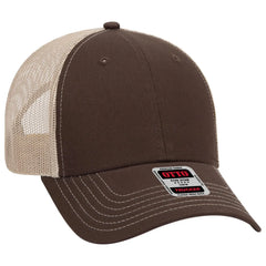 OTTO 83-1239 6 Panel Low Profile Mesh Back Trucker Cap - Dk.Brn/Dk.Brn/Kha - Dk.Brn/Dk.Brn/Kha / 6 1/2’’ - 7 5/8’’