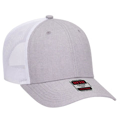 OTTO 83-1239 6 Panel Low Profile Mesh Back Trucker Cap - HeatherGray/HeatherGray/White - HeatherGray/HeatherGray/White