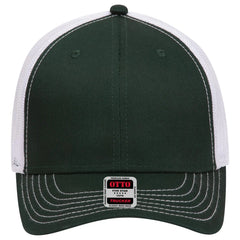 OTTO 83-1239 6 Panel Low Profile Mesh Back Trucker Cap - Dk.Grn/Dk.Grn/Wht - Dk.Grn/Dk.Grn/Wht / 6 1/2’’ - 7 5/8’’