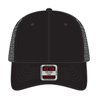 OTTO 83-1239 6 Panel Low Profile Mesh Back Trucker Cap - Black - Black / 6 1/2’’ - 7 5/8’’