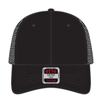 OTTO 83-1239 6 Panel Low Profile Mesh Back Trucker Cap - Black - Black / 6 1/2’’ - 7 5/8’’