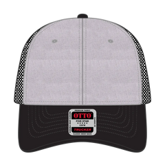 OTTO 83-1239 6 Panel Low Profile Mesh Back Trucker Cap - Black/Heather Gray/Black - Black/Heather Gray/Black / 6 1/2’’