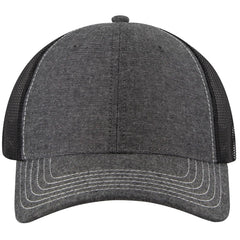 OTTO 83-1239 6 Panel Low Profile Mesh Back Trucker Cap - Blk - Blk / 6 1/2’’ - 7 5/8’’