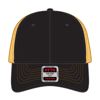 OTTO 83-1239 6 Panel Low Profile Mesh Back Trucker Cap - Blk/Blk/Gld - Blk/Blk/Gld / 6 1/2’’ - 7 5/8’’