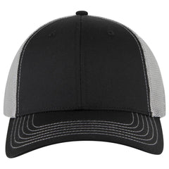 OTTO 83-1239 6 Panel Low Profile Mesh Back Trucker Cap - Blk/Blk/Gry - Blk/Blk/Gry / 6 1/2’’ - 7 5/8’’