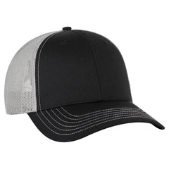 OTTO 83-1239 6 Panel Low Profile Mesh Back Trucker Cap - Blk/Blk/Gry - Blk/Blk/Gry / 6 1/2’’ - 7 5/8’’