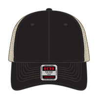 OTTO 83-1239 6 Panel Low Profile Mesh Back Trucker Cap - Blk/Blk/Kha - Blk/Blk/Kha / 6 1/2’’ - 7 5/8’’