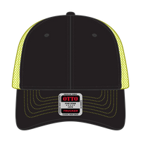 OTTO 83-1239 6 Panel Low Profile Mesh Back Trucker Cap - Blk/Blk/N.Ylw - Blk/Blk/N.Ylw / 6 1/2’’ - 7 5/8’’