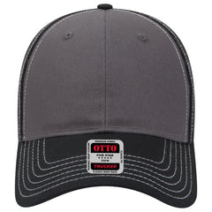 OTTO 83-1239 6 Panel Low Profile Mesh Back Trucker Cap - Blk/Ch.Gry/Blk - Blk/Ch.Gry/Blk / 6 1/2’’ - 7 5/8’’