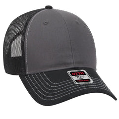 OTTO 83-1239 6 Panel Low Profile Mesh Back Trucker Cap - Blk/Ch.Gry/Blk - Blk/Ch.Gry/Blk / 6 1/2’’ - 7 5/8’’
