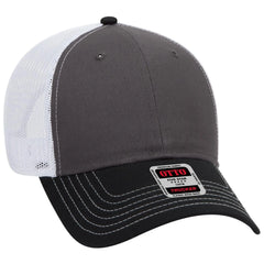 OTTO 83-1239 6 Panel Low Profile Mesh Back Trucker Cap - Blk/Ch.Gry/Wht - Blk/Ch.Gry/Wht / 6 1/2’’ - 7 5/8’’