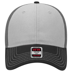 OTTO 83-1239 6 Panel Low Profile Mesh Back Trucker Cap - Blk/Gry/Ch.Gry - Blk/Gry/Ch.Gry / 6 1/2’’ - 7 5/8’’