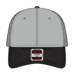 OTTO 83-1239 6 Panel Low Profile Mesh Back Trucker Cap - Blk/Gry/Ch.Gry - Blk/Gry/Ch.Gry / 6 1/2’’ - 7 5/8’’