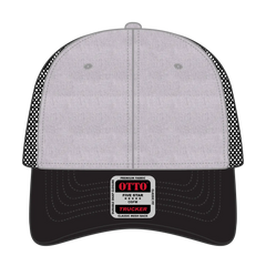OTTO 83-1239 6 Panel Low Profile Mesh Back Trucker Cap - Blk/Ht Gry/Blk - Blk/Ht Gry/Blk / 6 1/2’’ - 7 5/8’’