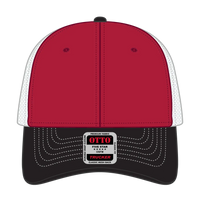OTTO 83-1239 6 Panel Low Profile Mesh Back Trucker Cap - Blk/Red/Wht - Blk/Red/Wht / 6 1/2’’ - 7 5/8’’