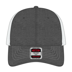 OTTO 83-1239 6 Panel Low Profile Mesh Back Trucker Cap - Blk/Wht - Blk/Wht / 6 1/2’’ - 7 5/8’’