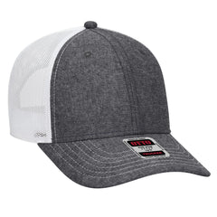 OTTO 83-1239 6 Panel Low Profile Mesh Back Trucker Cap - Blk/Wht - Blk/Wht / 6 1/2’’ - 7 5/8’’