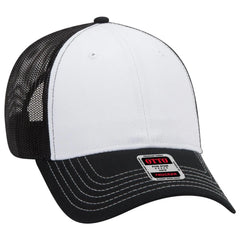 OTTO 83-1239 6 Panel Low Profile Mesh Back Trucker Cap - Blk/Wht/Blk - Blk/Wht/Blk / 6 1/2’’ - 7 5/8’’