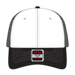 OTTO 83-1239 6 Panel Low Profile Mesh Back Trucker Cap - Blk/Wht/Blk - Blk/Wht/Blk / 6 1/2’’ - 7 5/8’’
