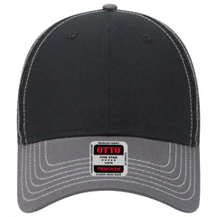 OTTO 83-1239 6 Panel Low Profile Mesh Back Trucker Cap - Ch. Gry/Blk/Blk - Ch. Gry/Blk/Blk / 6 1/2’’ - 7 5/8’’