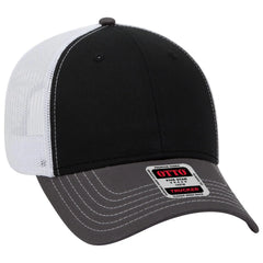 OTTO 83-1239 6 Panel Low Profile Mesh Back Trucker Cap - Ch.Gry/Blk/Wht - Ch.Gry/Blk/Wht / 6 1/2’’ - 7 5/8’’