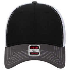 OTTO 83-1239 6 Panel Low Profile Mesh Back Trucker Cap - Ch.Gry/Blk/Wht - Ch.Gry/Blk/Wht / 6 1/2’’ - 7 5/8’’