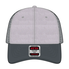 OTTO 83-1239 6 Panel Low Profile Mesh Back Trucker Cap - Ch Gry/Ht Gry/Ch Gry - Ch Gry/Ht Gry/Ch Gry / 6 1/2’’ - 7 5/8’’