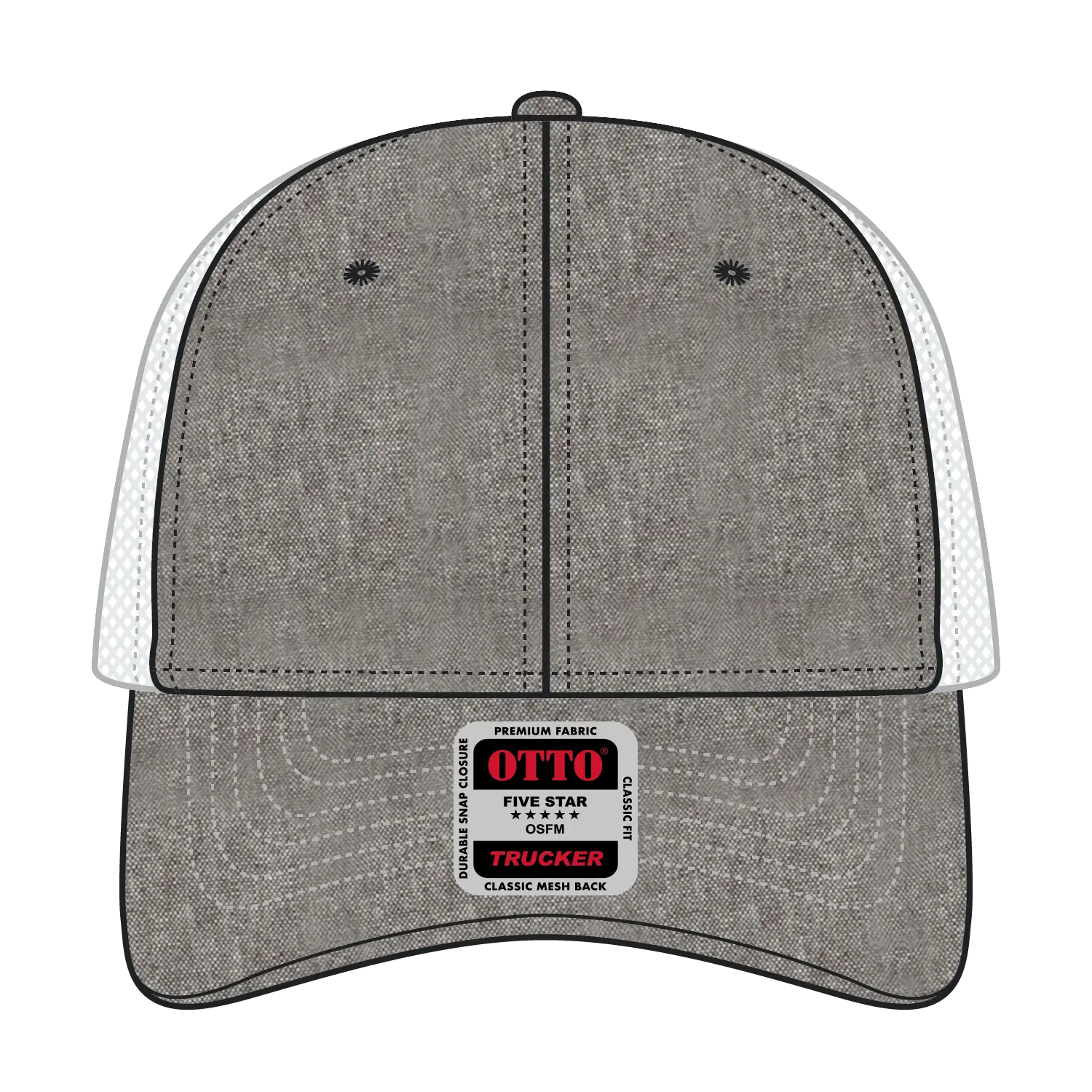 OTTO 83-1239 6 Panel Low Profile Mesh Back Trucker Cap - Ch.Gry/Wht - Ch.Gry/Wht / 6 1/2’’ - 7 5/8’’