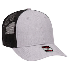 OTTO 83-1239 6 Panel Low Profile Mesh Back Trucker Cap - H. Gry/H. Gry/Blk - H. Gry/H. Gry/Blk / 6 1/2’’ - 7 5/8’’