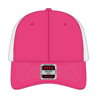 OTTO 83-1239 6 Panel Low Profile Mesh Back Trucker Cap - H.Pnk/H.Pnk/Wht - H.Pnk/H.Pnk/Wht / 6 1/2’’ - 7 5/8’’