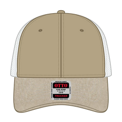 OTTO 83-1239 6 Panel Low Profile Mesh Back Trucker Cap - Kha/Wht - Kha/Wht / 6 1/2’’ - 7 5/8’’