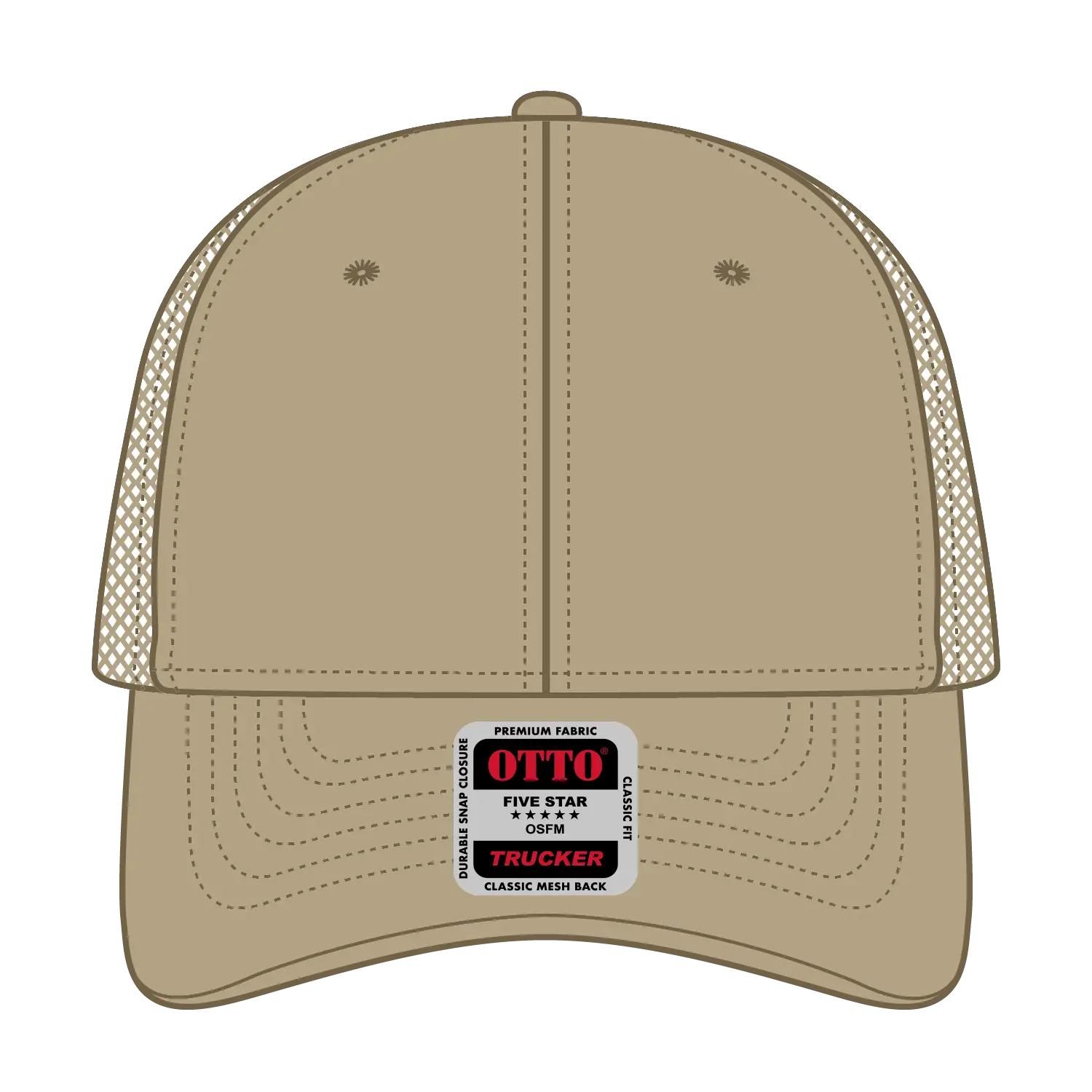 OTTO 83-1239 6 Panel Low Profile Mesh Back Trucker Cap - Khk - Khk / 6 1/2’’ - 7 5/8’’